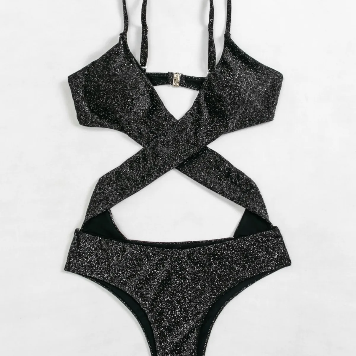 Summer Vacation Sexy Bikini Women's Solid Color Special Cross Waistband One-piece Hot Spring Swimsuit