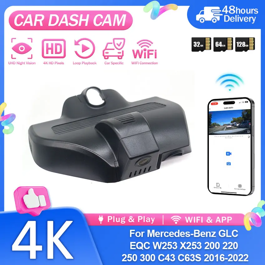 4K Car DVR OEM Dash Camera For Mercedes Benz GLC EQC W253 X253 200 220 250 300 C43 C63S 2016-2022 WIFI APP Control Easy Setup
