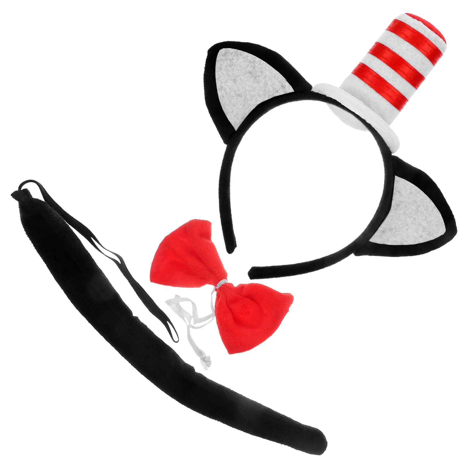 

1 Set Cat Costume Props Cat Ears Tail Bowtie Hairband Cosplay Party Decor Animal Headband Costume Accessories For Halloween