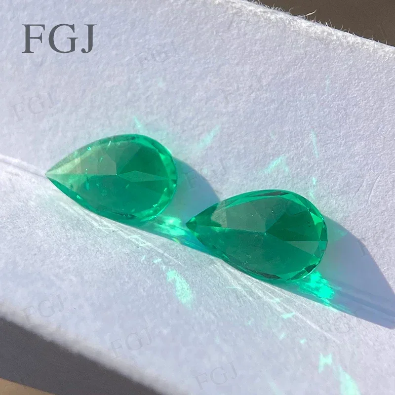 New Promotion Pear Cut Green Lab Grown Colombian Emerald Hydrothermal Gemstone VVS1 Fine Jewelry Material With AGL Certificate