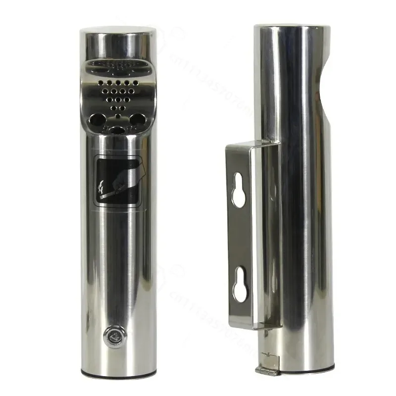 Wall Mounted Stainless Steel Ashtray Lockable Cylinder Cigarette Ash Bin for Outdoor Patio Public Cigarette Ash Tray Ashtray