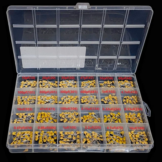 600 sztuk monolityczny kondensator pudełko na próbki 24 wartość 5.08mm monolityczny kondensator zestaw 50v 24valueX25pcs