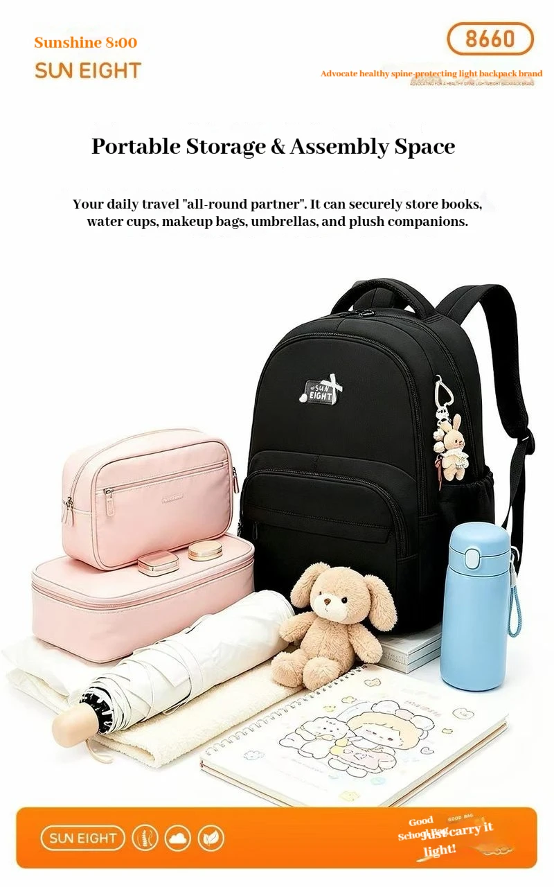 Lightweight Large Capacity Spine Protection Laptop Backpack For College Students Daily Travel Women Sun Eight New 8660