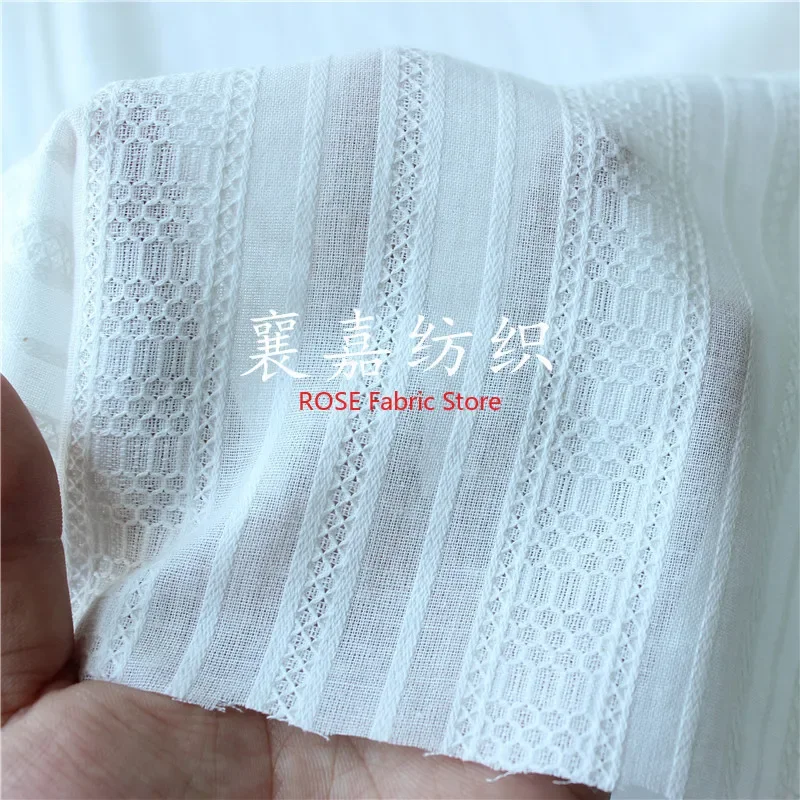 Flower Striped Jacquard Cotton Fabric for skirts, Gown, dress, blouse, tops, table cover, costumes design