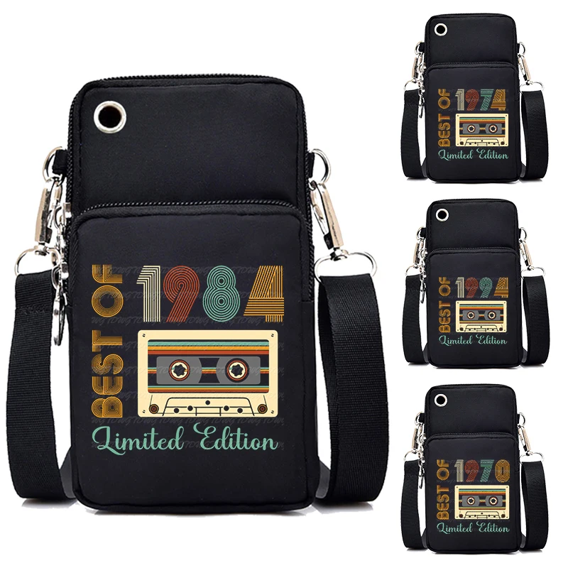 Best of 1984 Limited Edition Print Phone Purse Bag for Women Vintage Nylon Mini Shoulder Bag Zipper Handbag Clutch Crossbody Bag