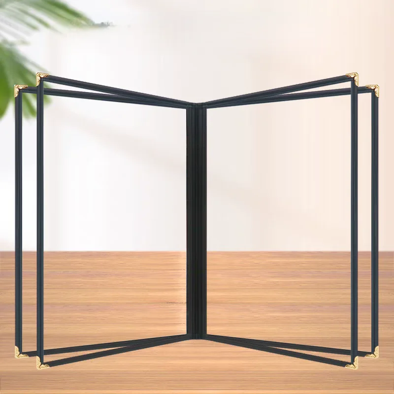 5 PCS A5 148X210MM PU Leather Fold Menu Book Sign Holder PVC Sheet Frame Clear Viewing Surfaces Restaurant Bar Cafe Menu Covers