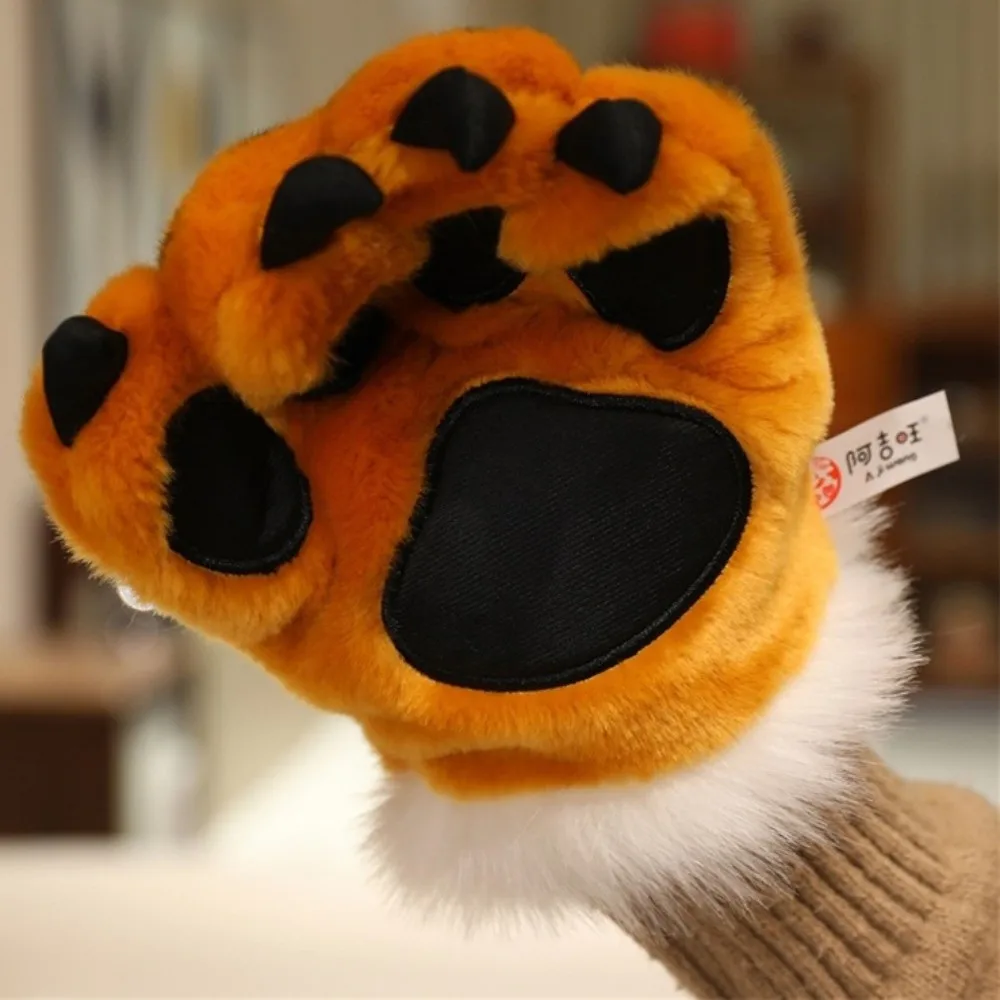 

Перчатки в виде лап животных: пушистые, с имитацией тигровой лапы, мягкие, в полоску, для ролевых игр