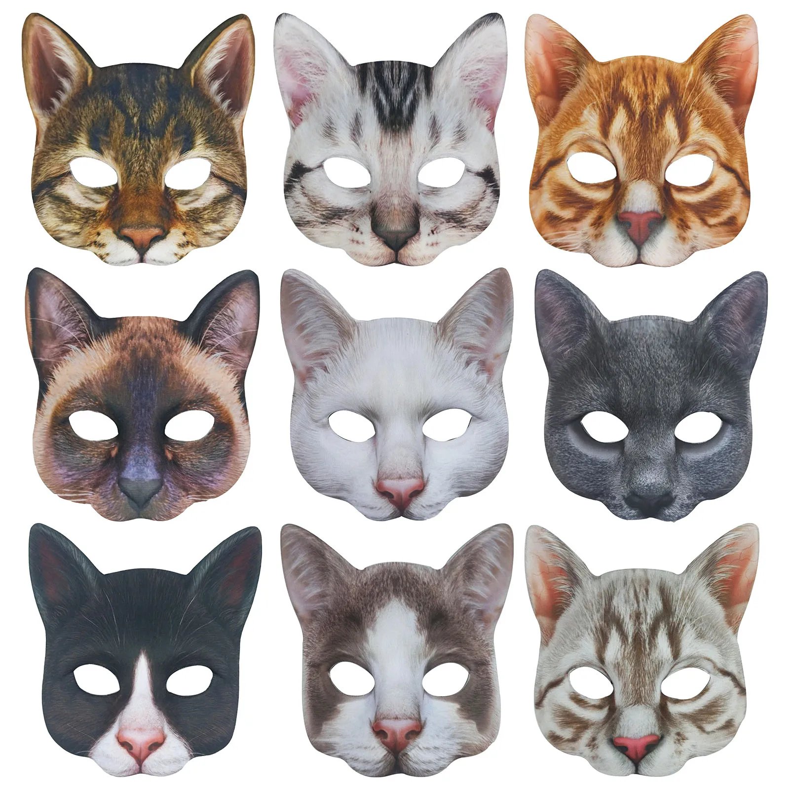 Halloween Simulated Animals Mask Cute Cat Half Face Mask For Carnival Masquerade Costume Props Party Supplies Cosplay Mask