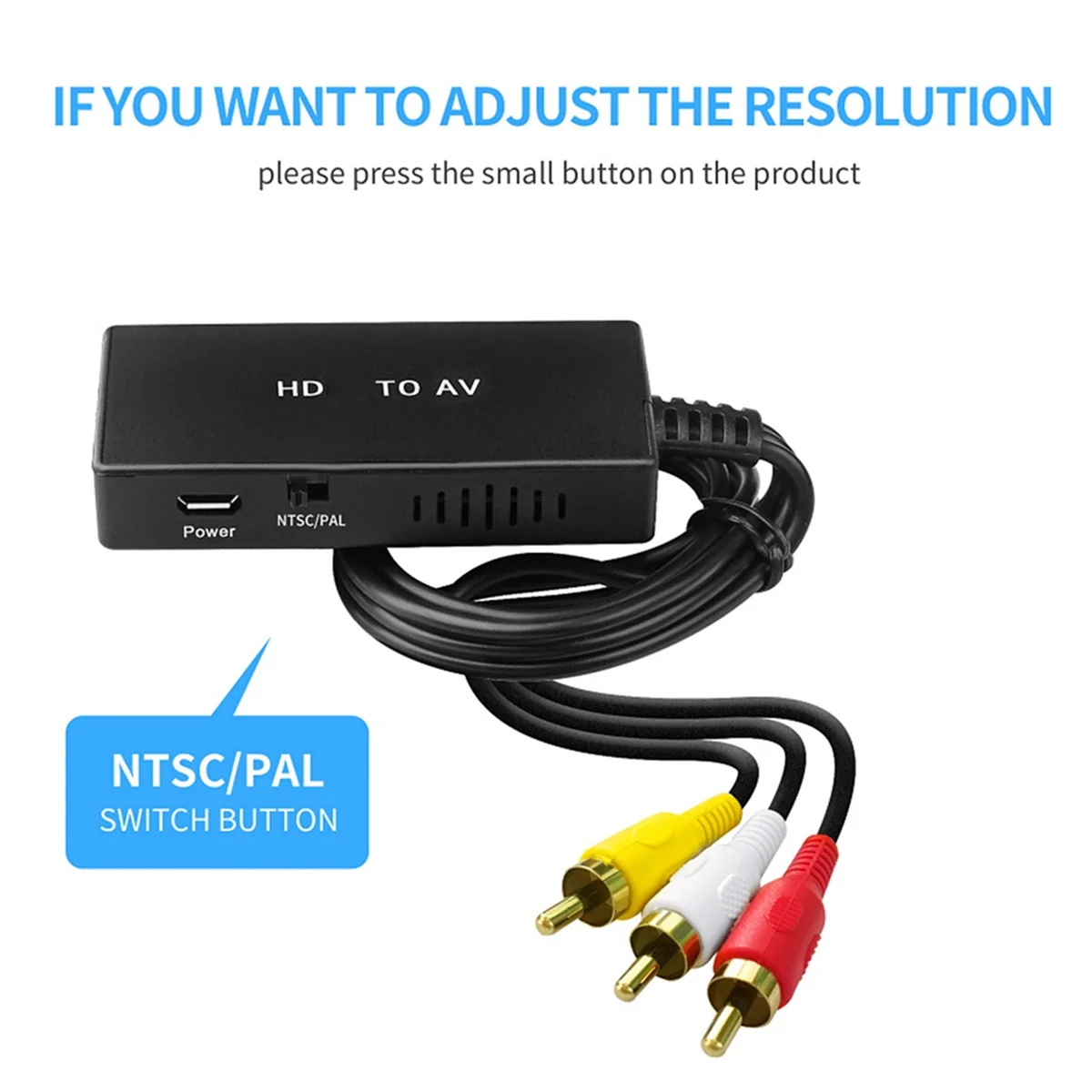 Convertidor Compatible con HDMI a AV, Compatible con HDMI, adaptador de Audio y vídeo, Compatible con PAL/NTSC