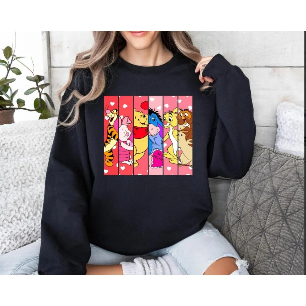 Winnie the Pooh and Friends Hoodie – Lässiges, bequemes, locker sitzendes Pullover-Oberteil mit Rundhalsausschnitt, Streetwear