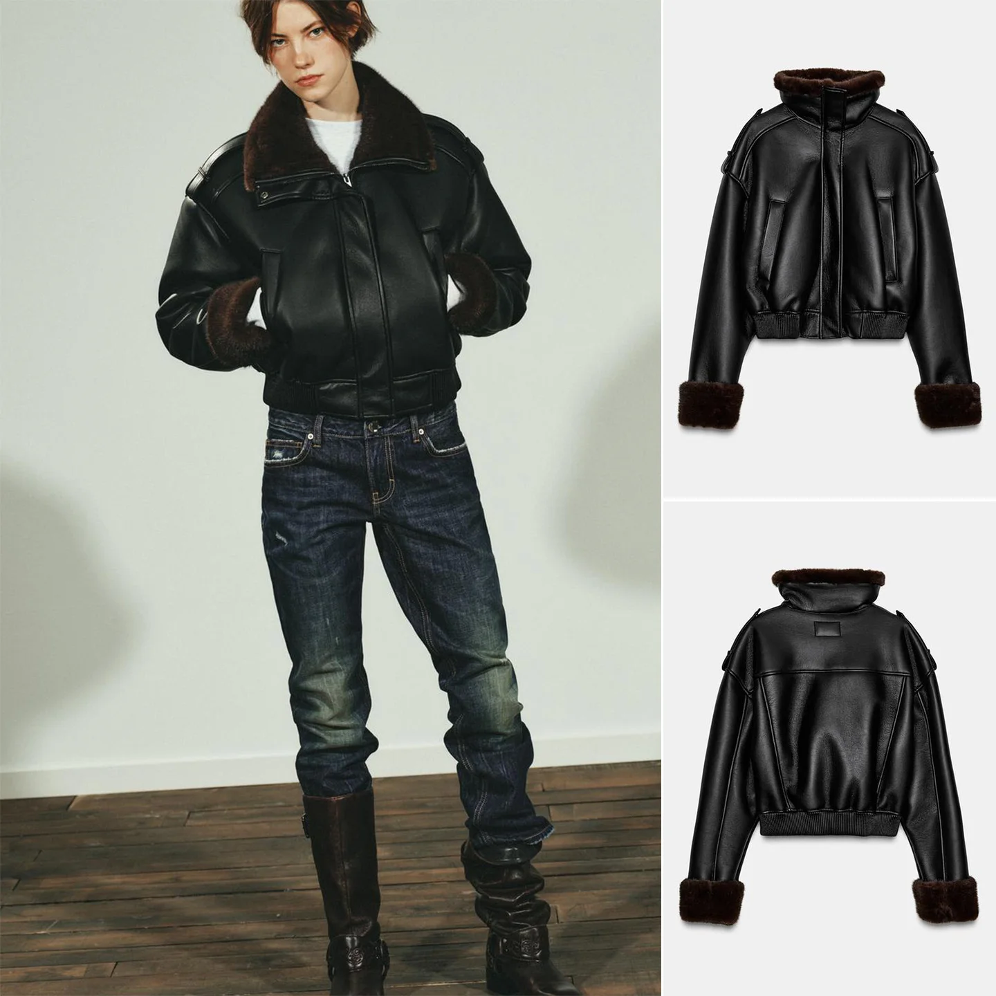 

Новая зимняя женская удлиненная куртка-пилот из двусторонней искусственной кожи с воротником-стойкой, свободного кроя, средней длины, для повседневной носки