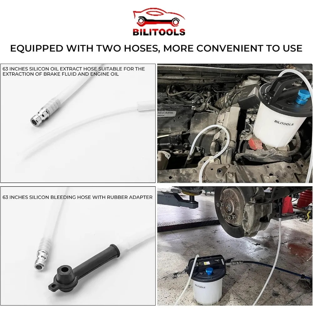 

3L Vacuum Brake Bleeder Kit, One Person Pneumatic Brake Fluid & Clutch Bleeding Extractor Tool with Adapters