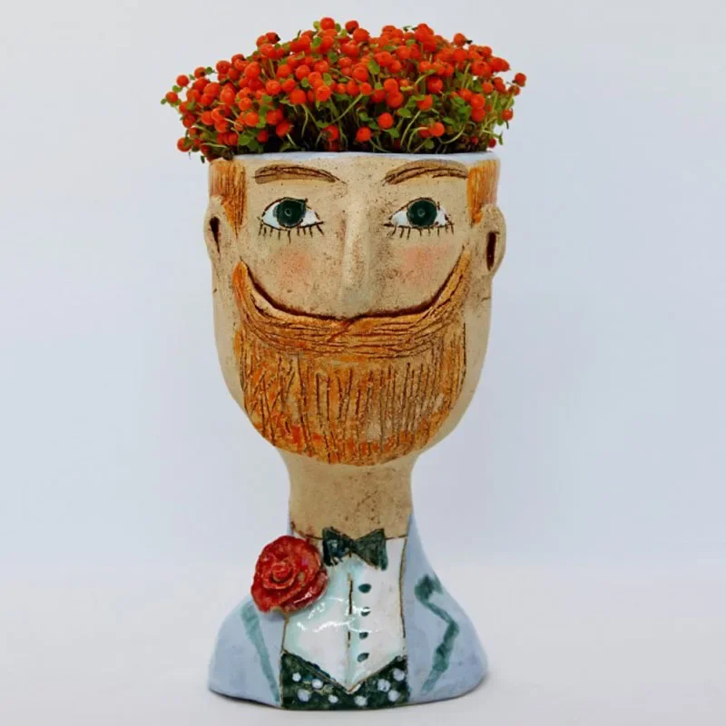 European Style Portrait Flower Pots Creative Plant Pot Men and Women's Resin Crafts Sculptures Gardens Home Decoration Gifts