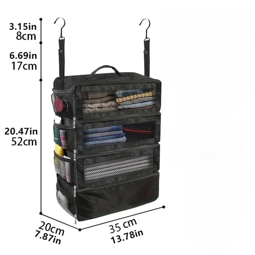 Suitcase Organizer High-capacity Travel Luggage Organizer Hanging Shelve Packing Cube Closet Collapsible Hanging Storage Bags - view 3