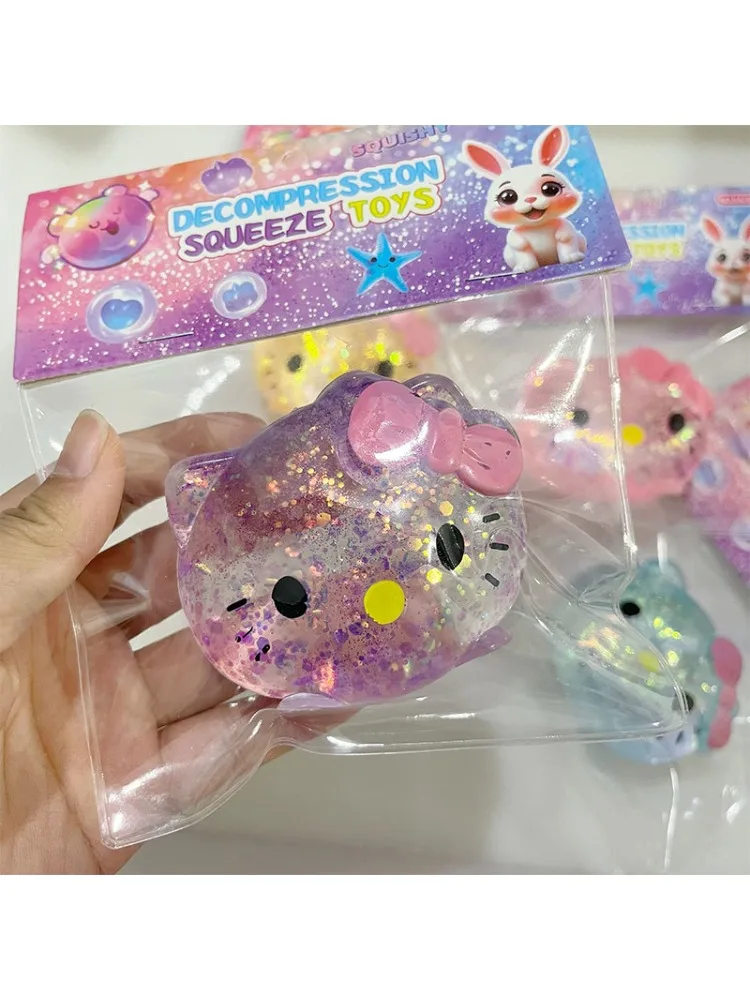 Glitzer-Sanrio-Hello-Kitty-Squishy-Spielzeug mit Maltose, langsam aufsteigender Stressabbau-Fidget-Ball, weiche Quetschspielzeuge zur Angstlinderung