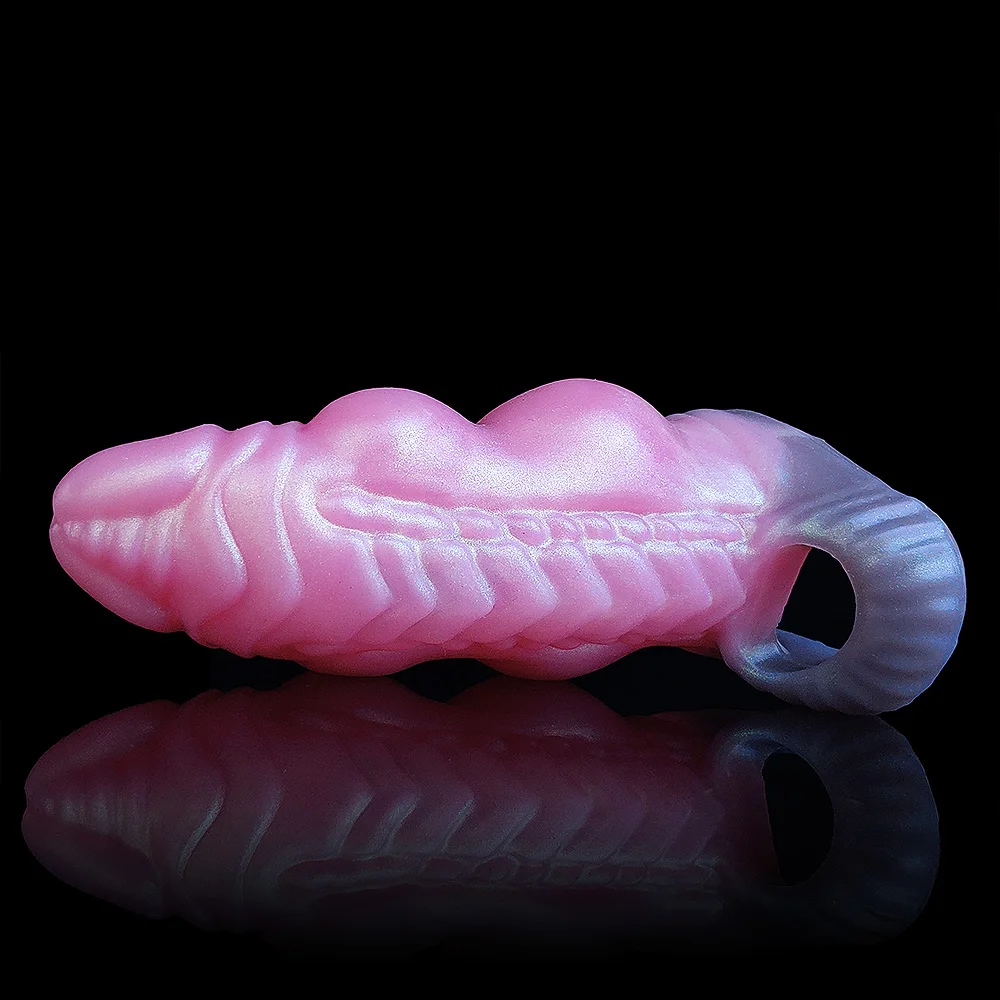 YOCY Vloeibare Siliconen Dubbele Knoop Penis Cover Voor Pik Uitbreiding Herbruikbare Condoom Wolf Dildo Schede Fetish Seksspeeltje Voor Koppels