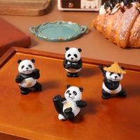 Mini Panda Statue Cute Panda Doll Kung Fu PVC Panda Statue Fairy Garden Animal Flower Pot Bonsai Crafts Decoration