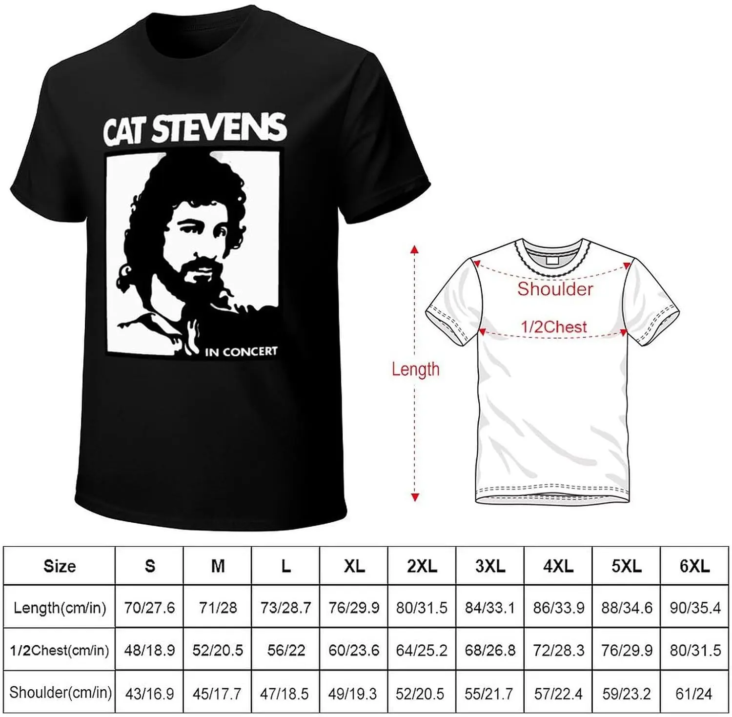 Cat Music Stevens Shirt Men's Crew Neck Tees Trend Versatile Short Sleeve Top