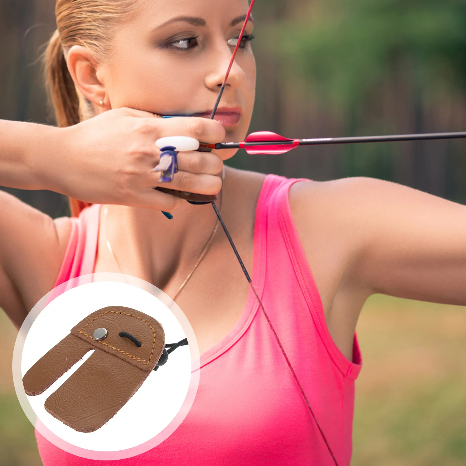 

Genuine Cow Archery Finger Tab Double Layer Litchi Grain Protection For Bow Hunting Shooting Practice Gear