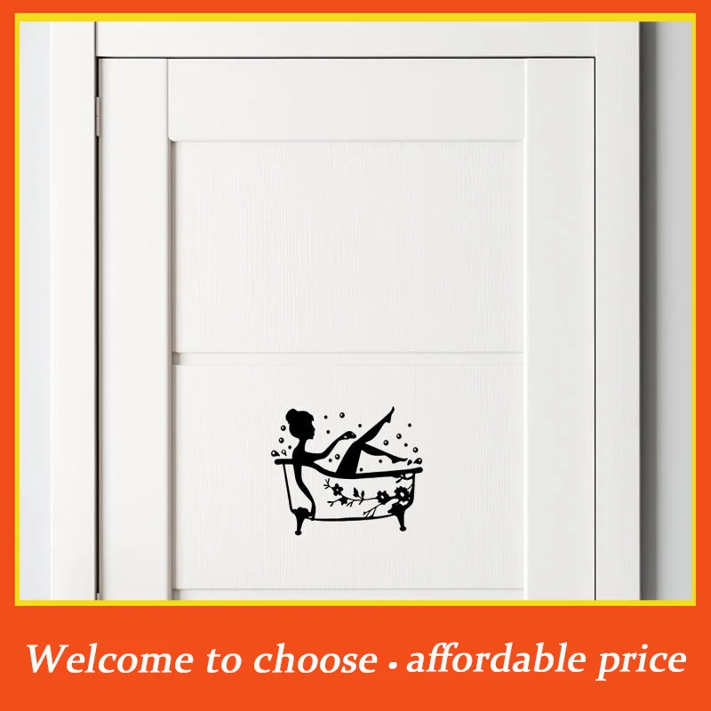 **Bath Time Vinyl Door Sticker Removable Bathroom Art Decal Door Stickers Bathroom Waterproof DIY Creative Wall Sticker'