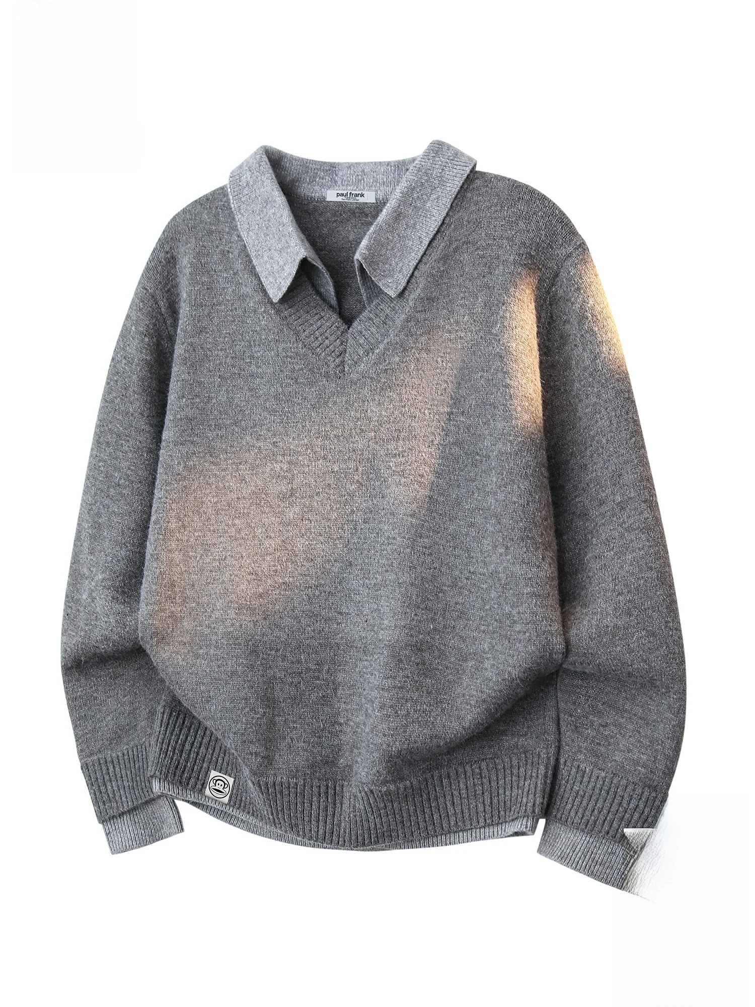 

Мужской трикотажный джемпер Paul Frank свободного кроя с V-образным вырезом, повседневный, весенний, с принтом обезьяны Big Mouth Monkey, в стиле ретро, имитация двухслойности