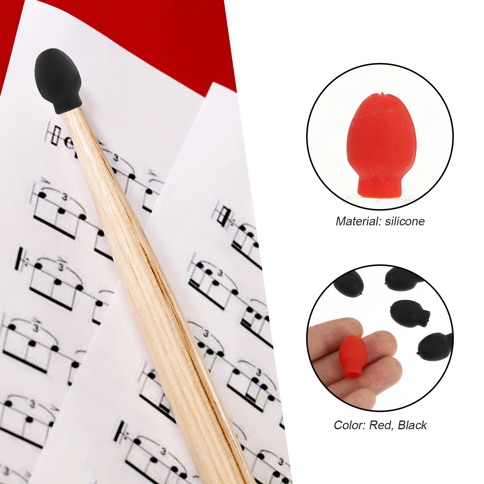

8pcs Silicone Drumstick Tips High Elasticity Durable Drum Practice Dampeners For Silent Outdoor Use Rubber Drum Dampener