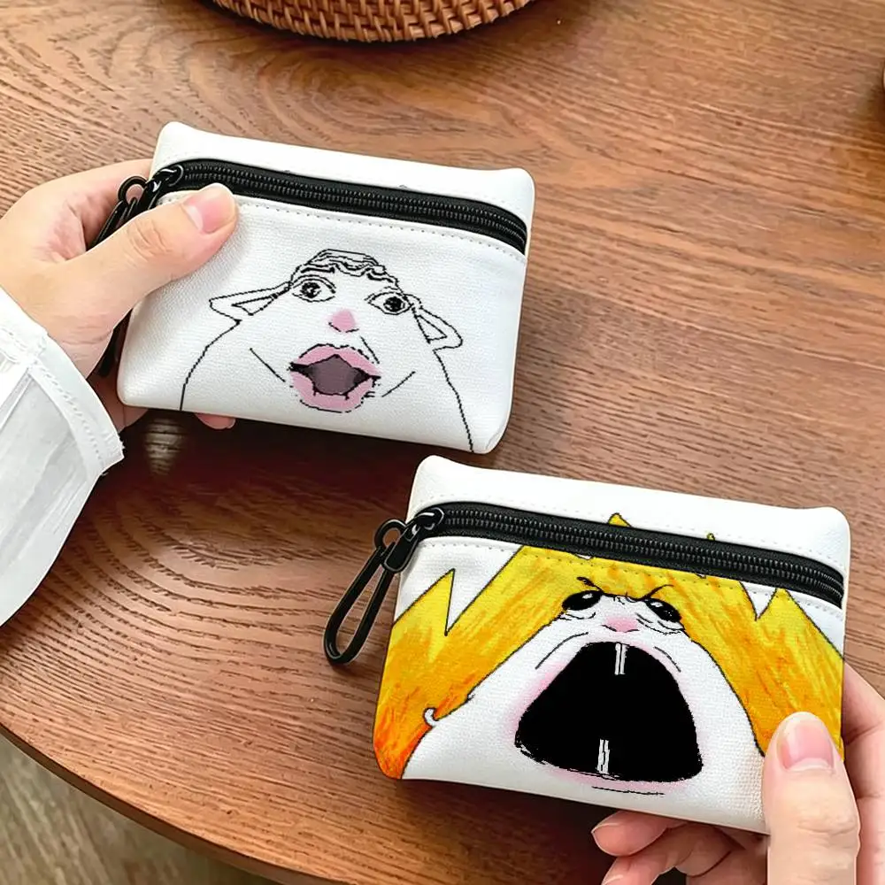 hamster drawing fun  Lightweight Oxford Fabric Coin Purse Carabiner Hook Design Mini Card Key Organizer Bag