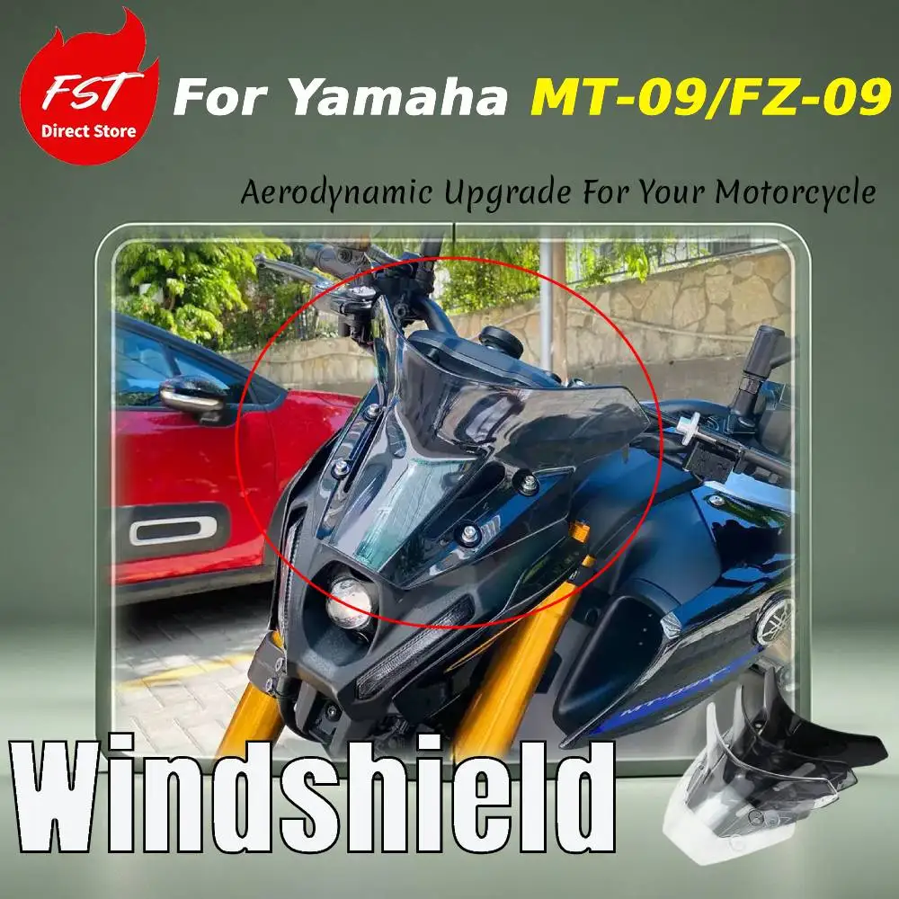 For Yamaha MT-09/FZ-09 2021-2023 model year - Rear windscreen diffuser cover and windshield for accessory installation