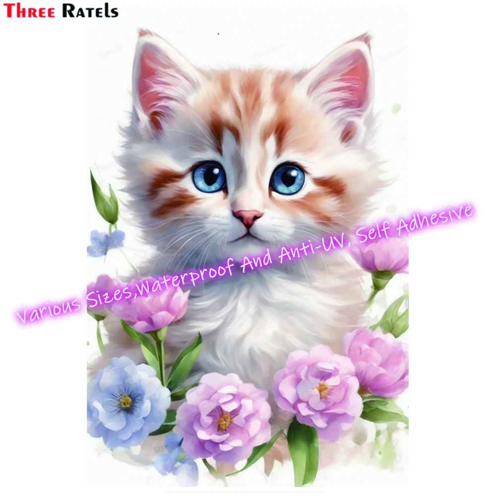 Three Ratels M348 Cute Fluffy Kitten Sticker And Decals  for  Cars, Rooms, Wardrobes, Desks,Computer