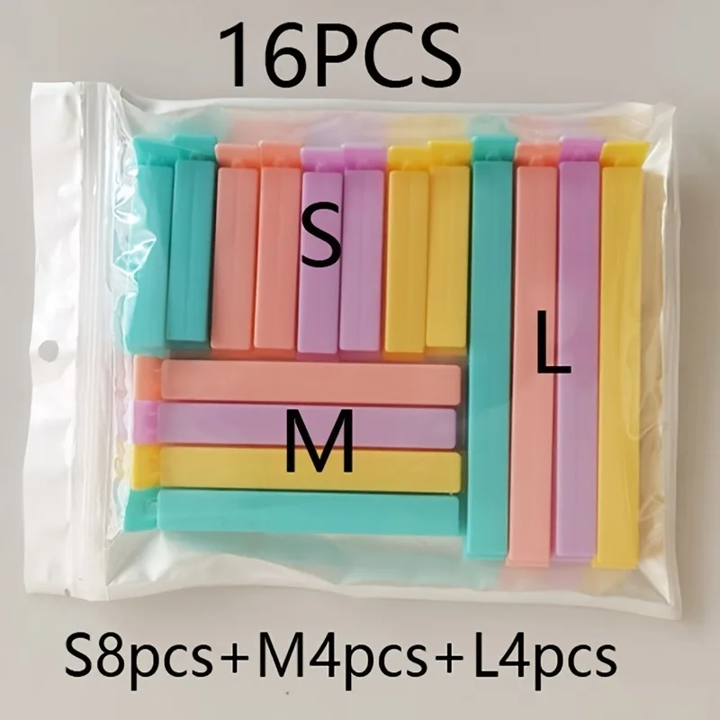 16 Stück/Set 3 Größen Lebensmittelbeutel-Verschlussclips, Geeignet für Lebensmittel- und Snack-Aufbewahrung, Farbige Beutel-Verschlussclips für den Haushalt – Detail 6