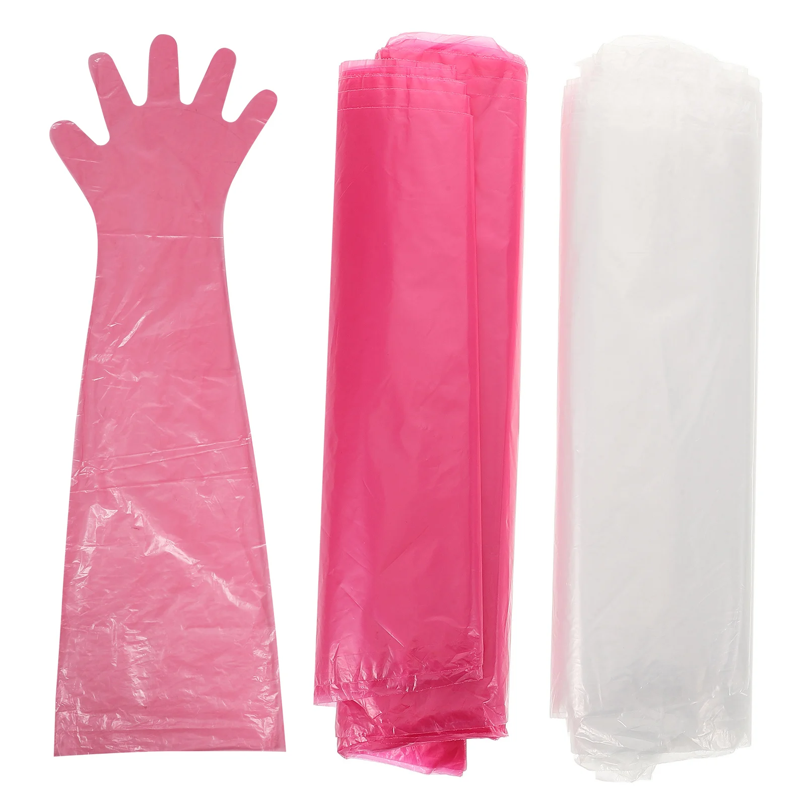 

100pcs Veterinary Disposable Elbow Length Gloves Plastic Shoulder Length Elbow Full Arm Protective Veterinary Glove Gloves