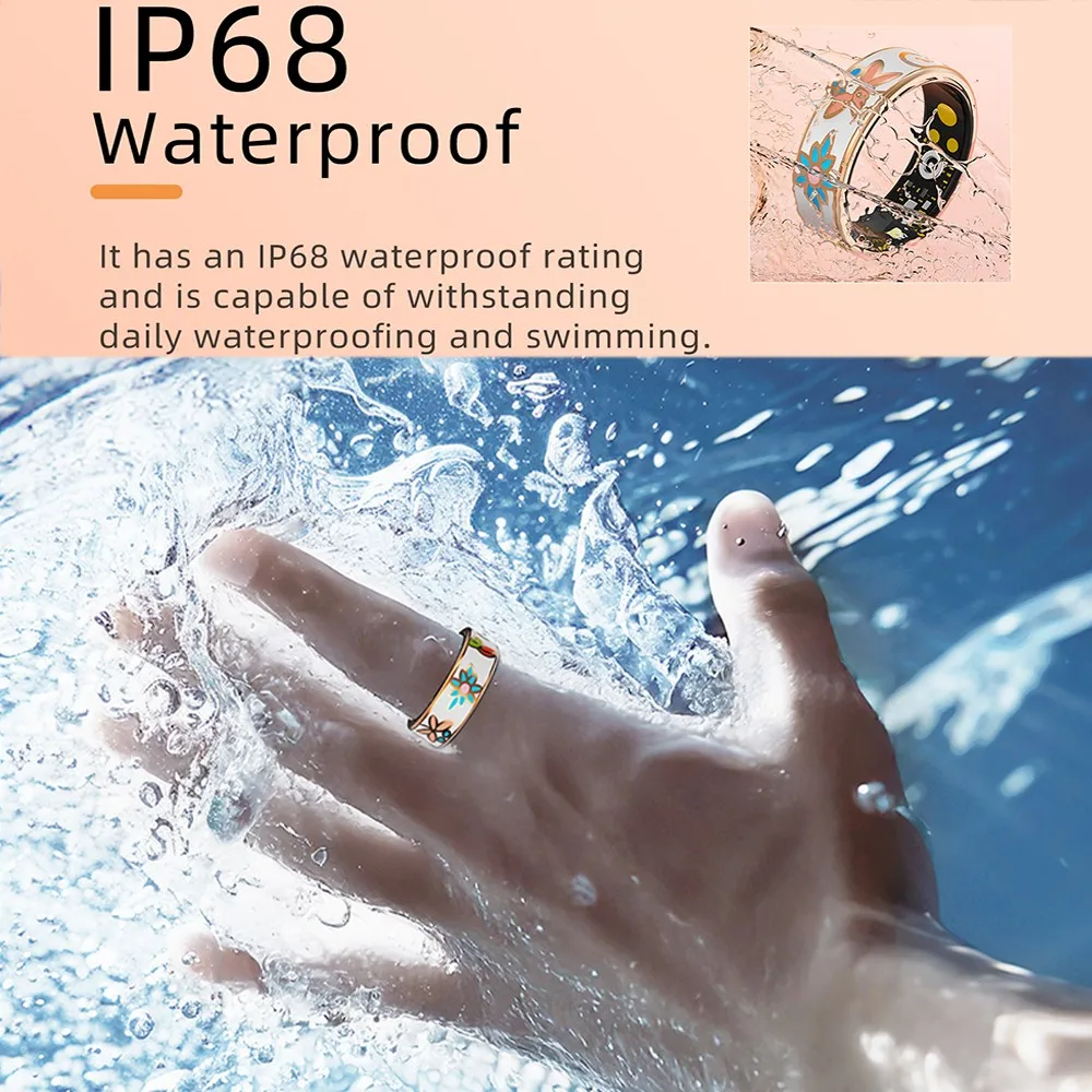 

New Color Enamels Fashion Smart Ring Women, Stainless Steel Intelligent Finger Ring Female Lady IP68 Waterproof Fitness Tracker