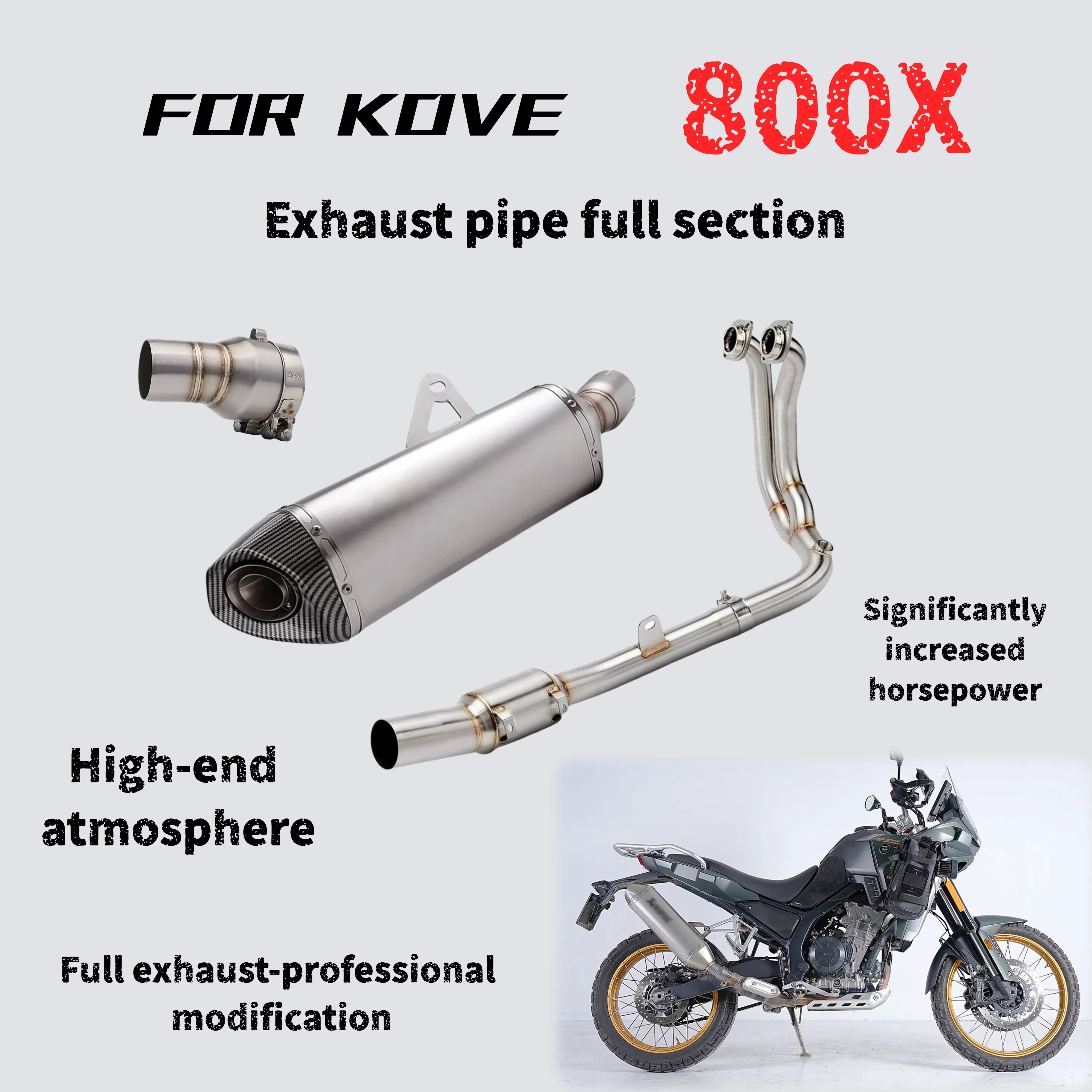 

For KOVE 800X modified multi-stage exhaust pipe, the sound is deep, thick and powerful