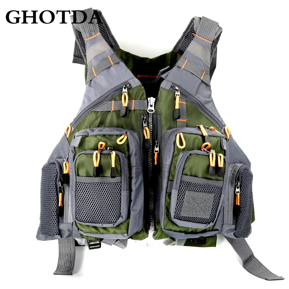 

GHOTDA Men Women Fishing Vest Outdoor Water Sports Safety Life Jacket For Boat Fishing