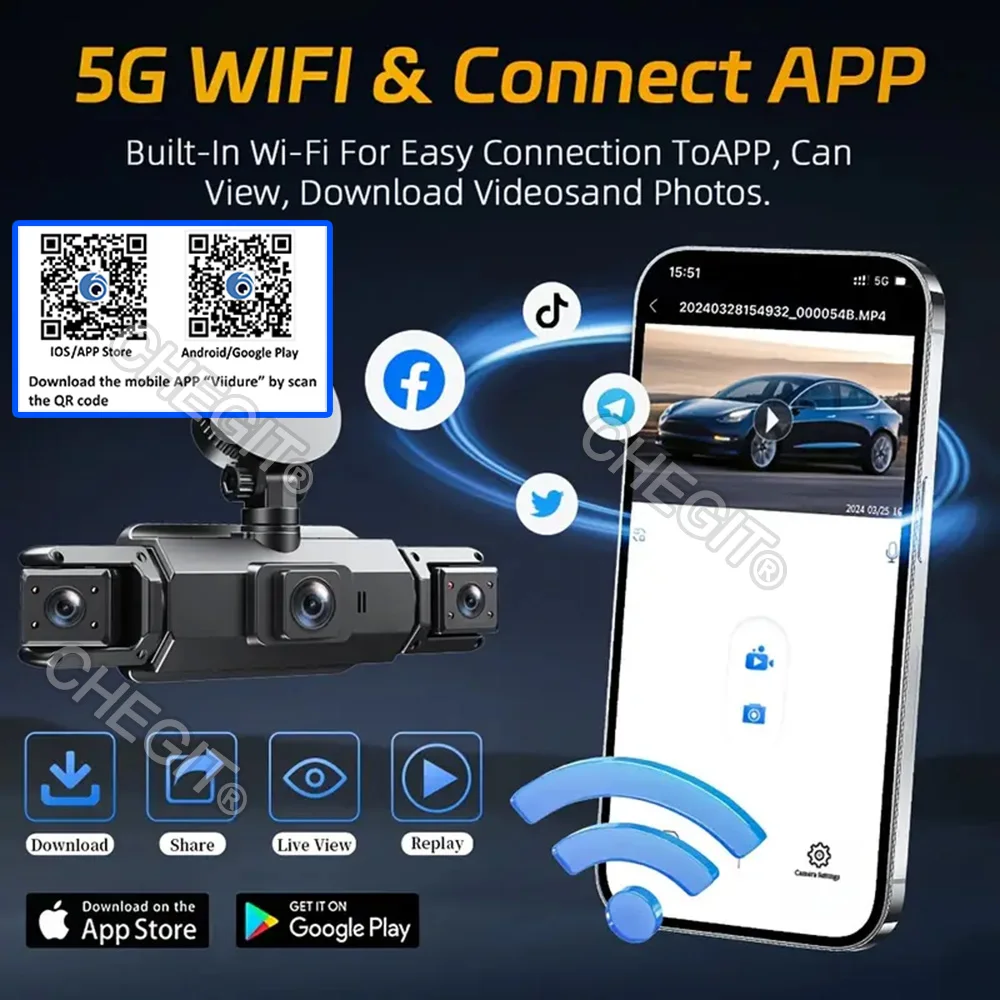 4K 360° Dash Cam with WiFi 4