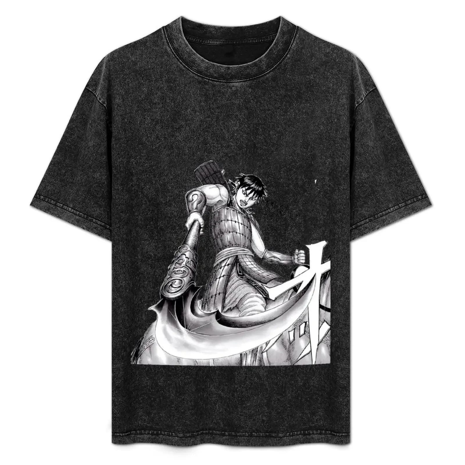 

Shin with Ouki Glaive - Kingdom T-Shirt anime shirt graphic t shirts man clothes black t-shirts for men