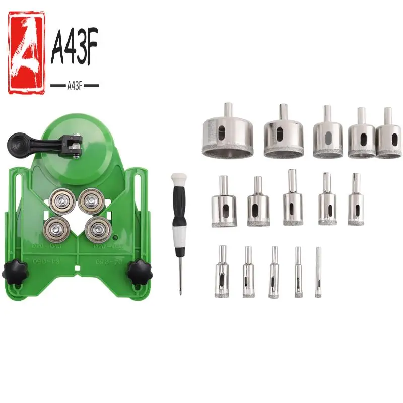 

A43F-Набор алмазных кольцевых пил, 17 наборов сверл с двойными присосками, направляющее приспособление для полой дрели 4–83 мм, легко использовать