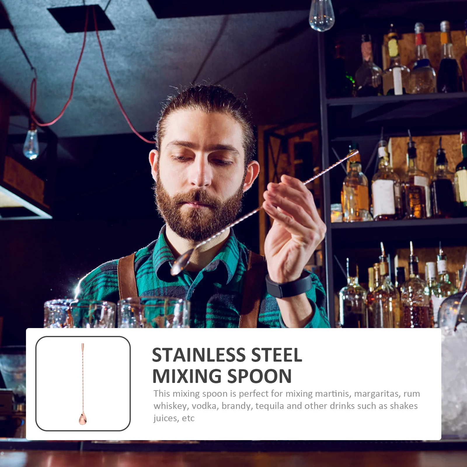 

Long Handle Stainless Steel Bar Spoon Coffee Tea Juice Mixer Exquisite Ice Cream Dessert Home Hotel Kitchen Use Gift