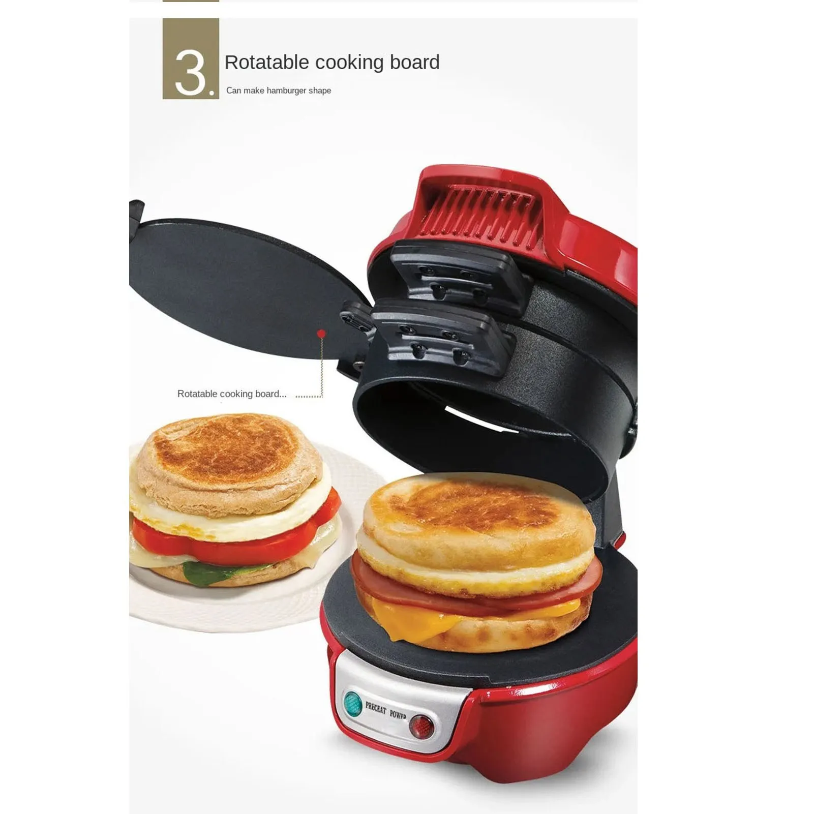 600W Electric Sandwich Maker with Egg Cooker Tool Aluminum Non Stick Breakfast Maker for Cooking Breakfast EU Plug 220V