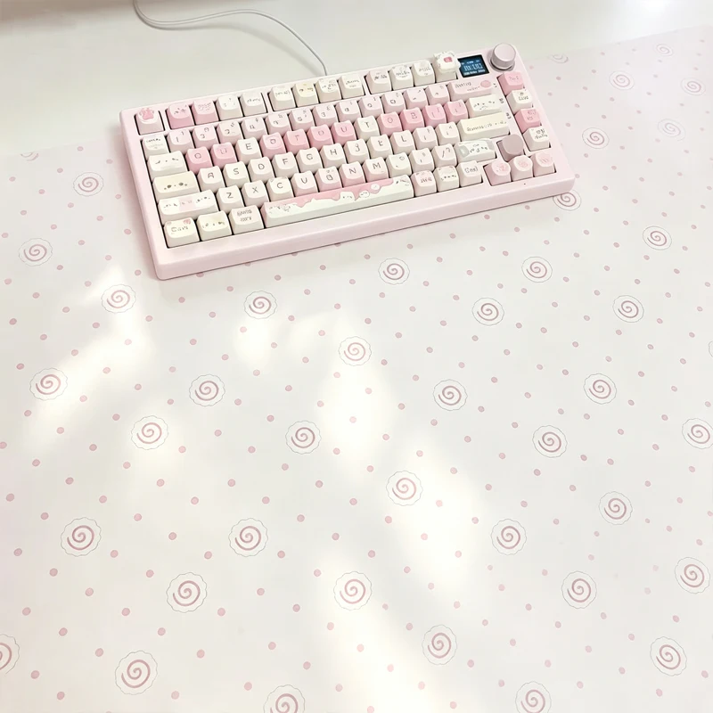 Cute Pink Polka Dots Pu Leather Mousepad Office Desk Mat Mouse Pad Computer Speed Type Carpet Mat Player Laptop Keyboard Cartoon