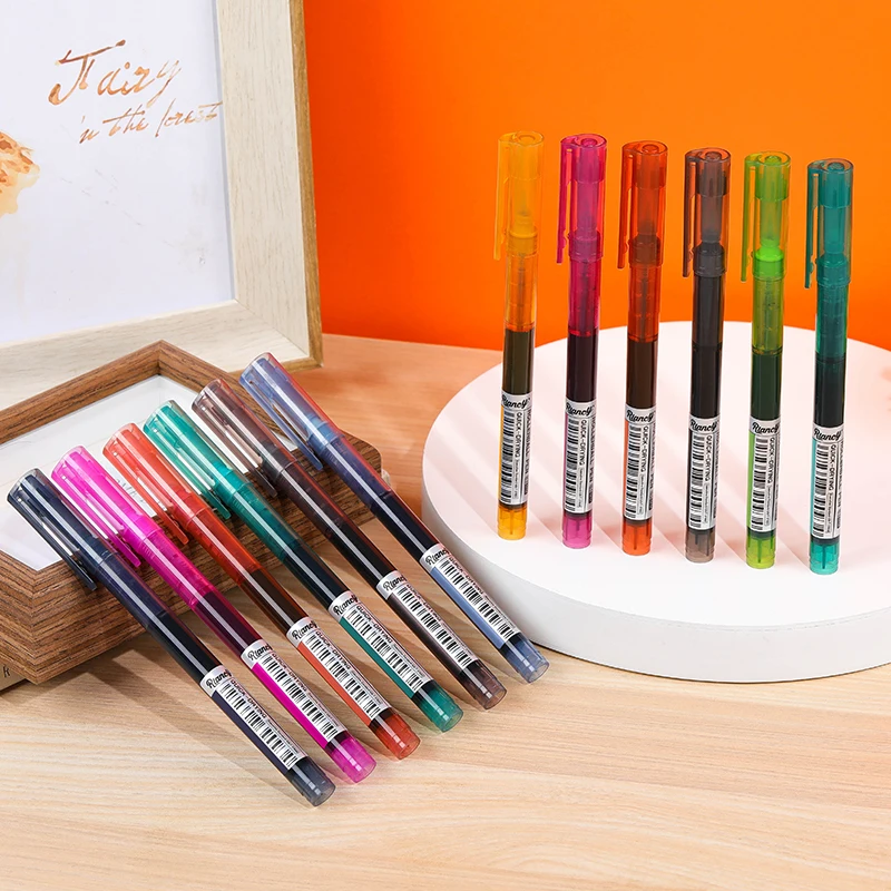 Imagem -04 - Fine Nib Cute Gel Ink Straight Rollerball Pen Grande Capacidade Papelaria Escolar Colorido Roller Ball Pen 05 mm 12 Pcs