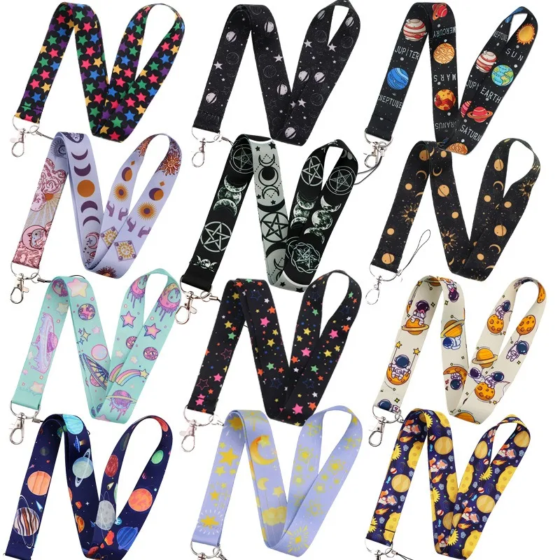 

10 pcs Cartoon Sun Moon Lanyard Neck Strap Rope For Mobile Cell Phone ID Card Holder Keychain Keyring Hang Rope