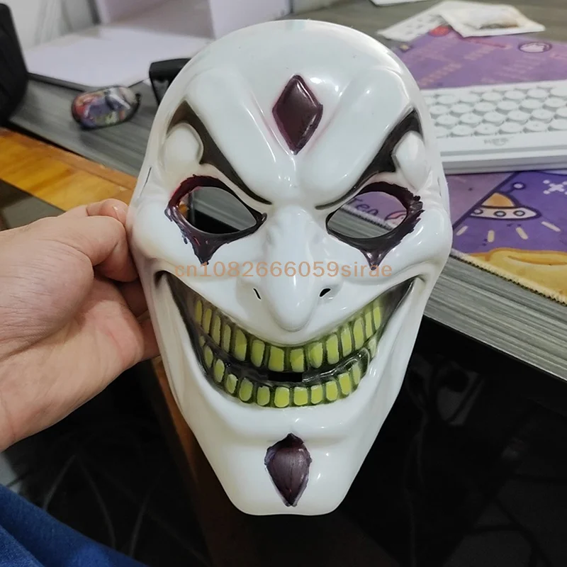 {CC44} 1個 ジョーカー フルフェイスマスク 面白い大きな金歯の笑顔マスク クールな男の子用ヘッドギア ハロウィンコスプレ小道具