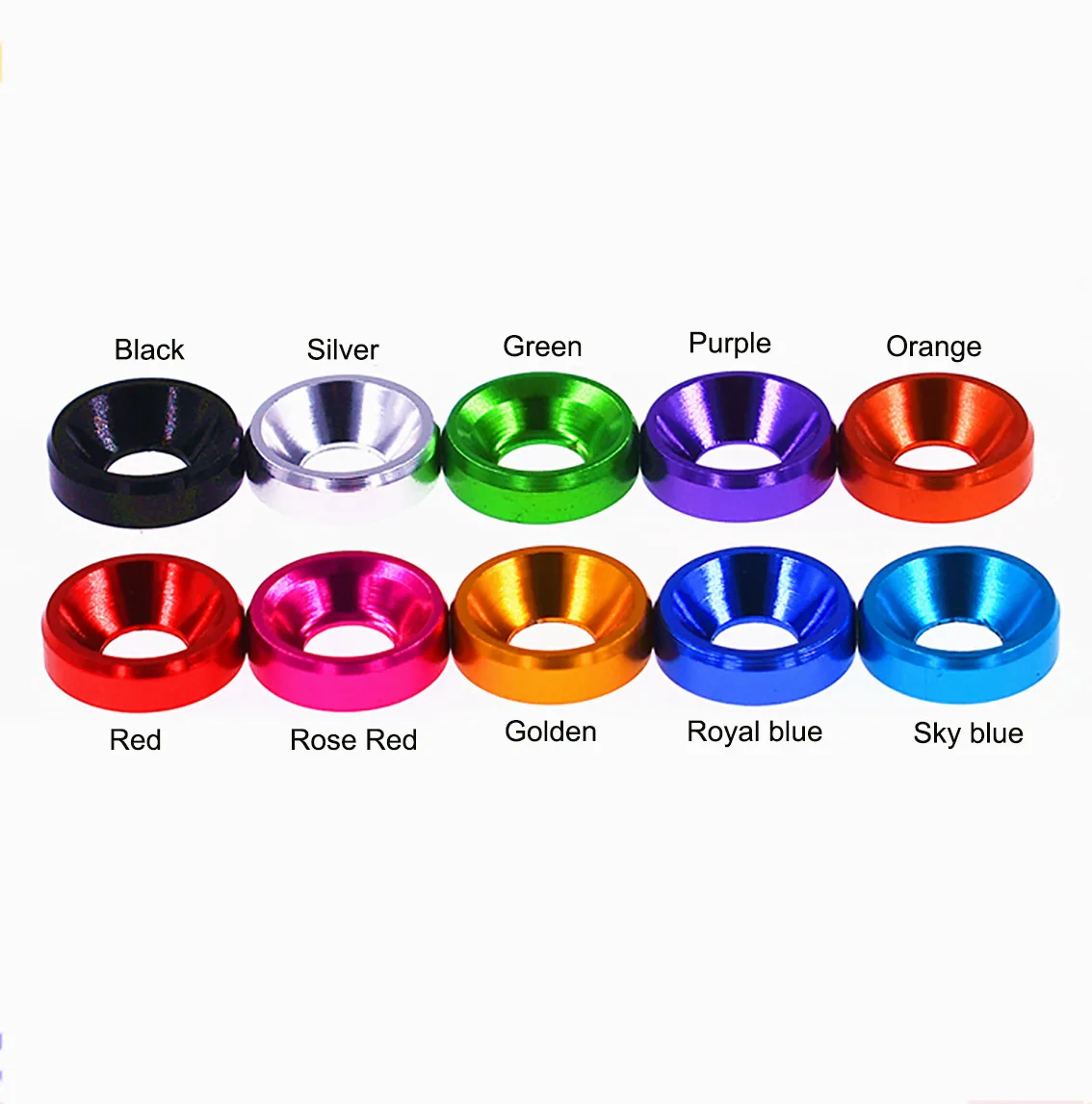 5 pezzi rondella in alluminio M2 M2.5 M3 M4 M5 M6 M8 guarnizione rondelle a testa svasata anodizzata colorata