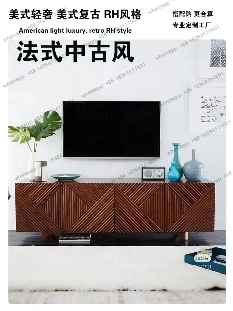 

Тумба под телевизор yj58 из массива дерева, для гостиной, во французском средневековом стиле, ультратонкая, для небольших квартир, элитная, в стиле лайт-люкс