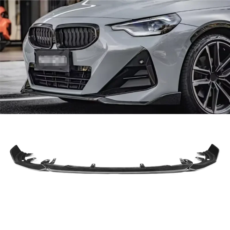 Dry Carbon Fiber MP Style Front Lip Bumper Divider 3 Piece Set for BMW 2 Series G42 2 Door 2023 IN G42 Front Lip