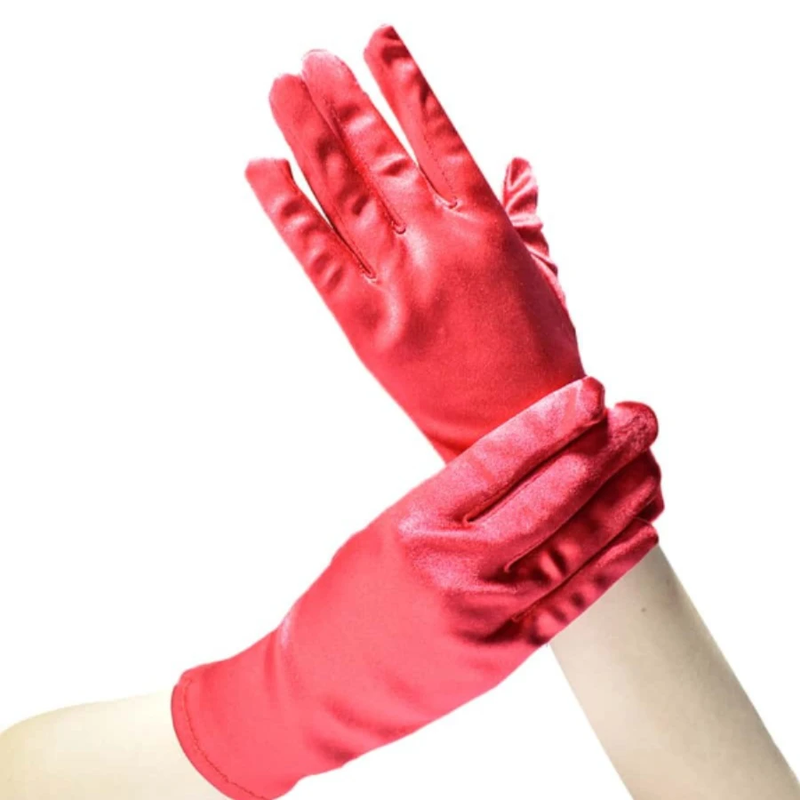 Short satin evening gown etiquette gloves Light Lycra ball performance gloves Stretch color Ding wedding gloves