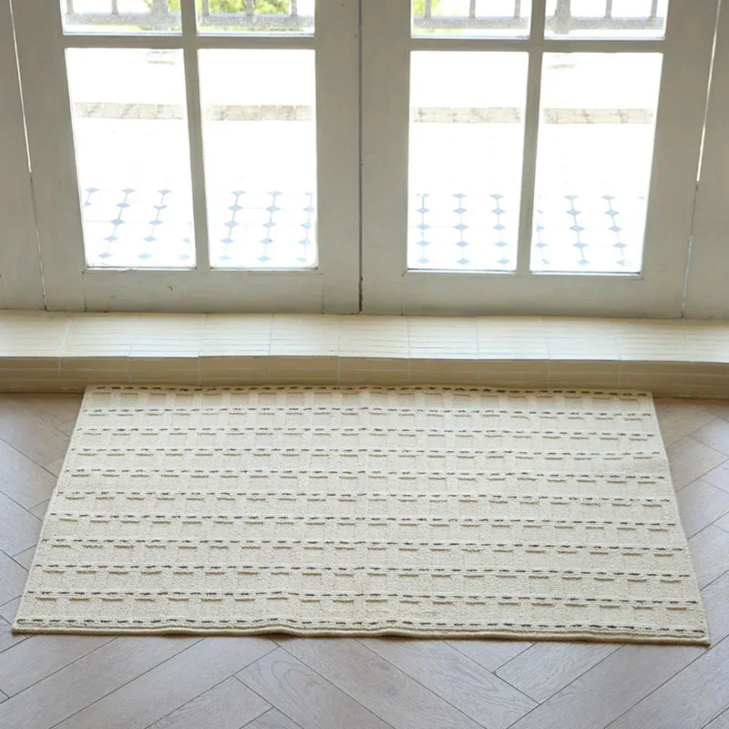 Checked Jacquard Non-Slip Floor Mat Nordic Soft Entrance Doormat for Porch Corridor Simple Multi-Purpose Bedroom Balcony Decor
