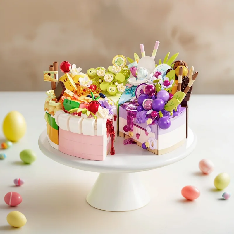 

Creative DIY 7 Types Cake Building Blocks Set Birthday Party Favors Plastic Dessert Model Decorations Gifts for Boys Girls