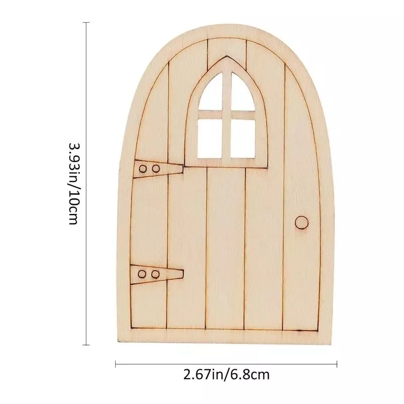 10pcs Fairy Door Miniature Wooden Garden Doors Windows Unfinished Window Mini House DIY Craft for Wall Home Party Decoration